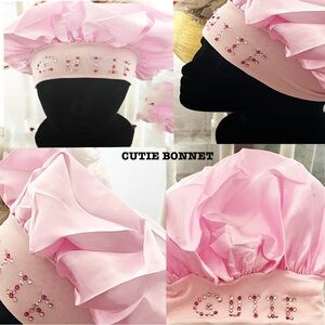 Pink Silky, Satin bonnet with thick and wide band one size fits all.